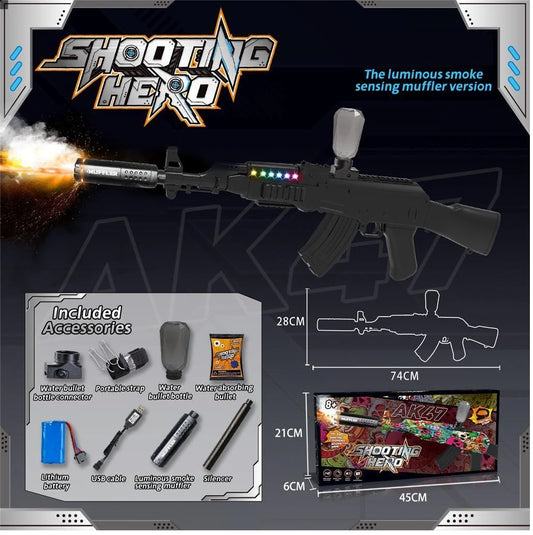AK47 Rechargeable Gel Blaster Shooting Gun With Smoke Silencer