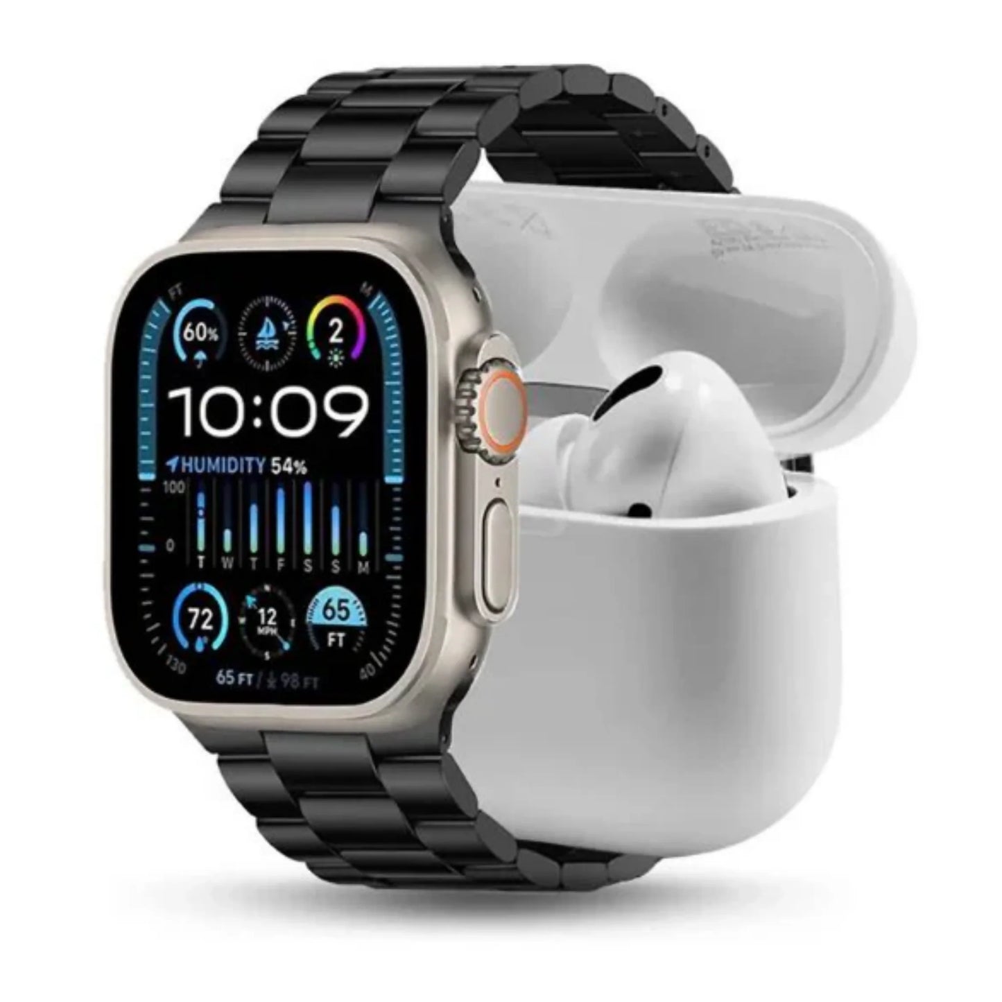 ultra smart watch with 7 straps and airpods