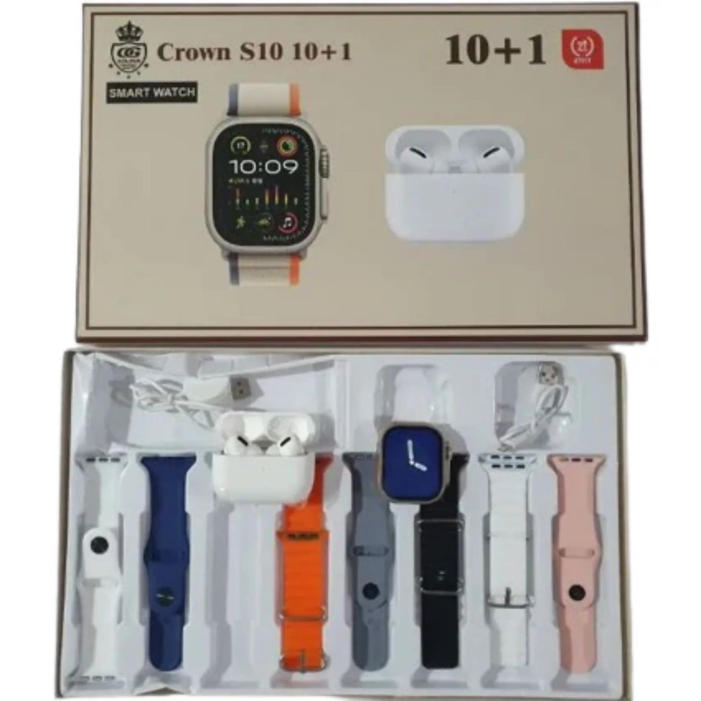 ultra smart watch with 7 straps and airpods